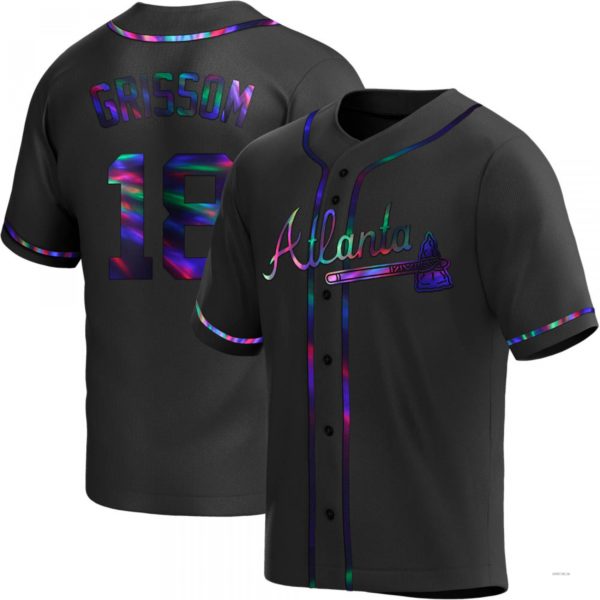 Atlanta Braves #18 Vaughn Grissom Black Holographic Alternate Jersey Stitches Baseball Jerseys baseball jersey product view 1