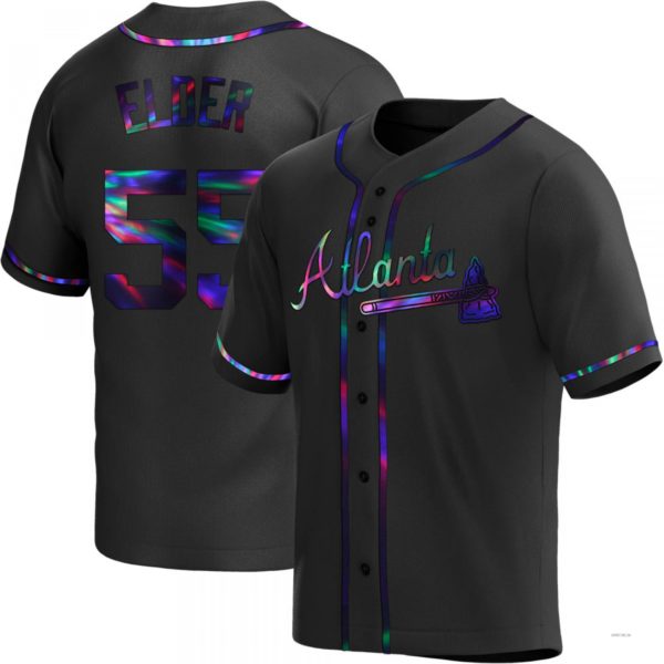 Atlanta Braves #55 Bryce Elder Black Holographic Alternate Jersey Stitches Baseball Jerseys baseball jersey product view 1