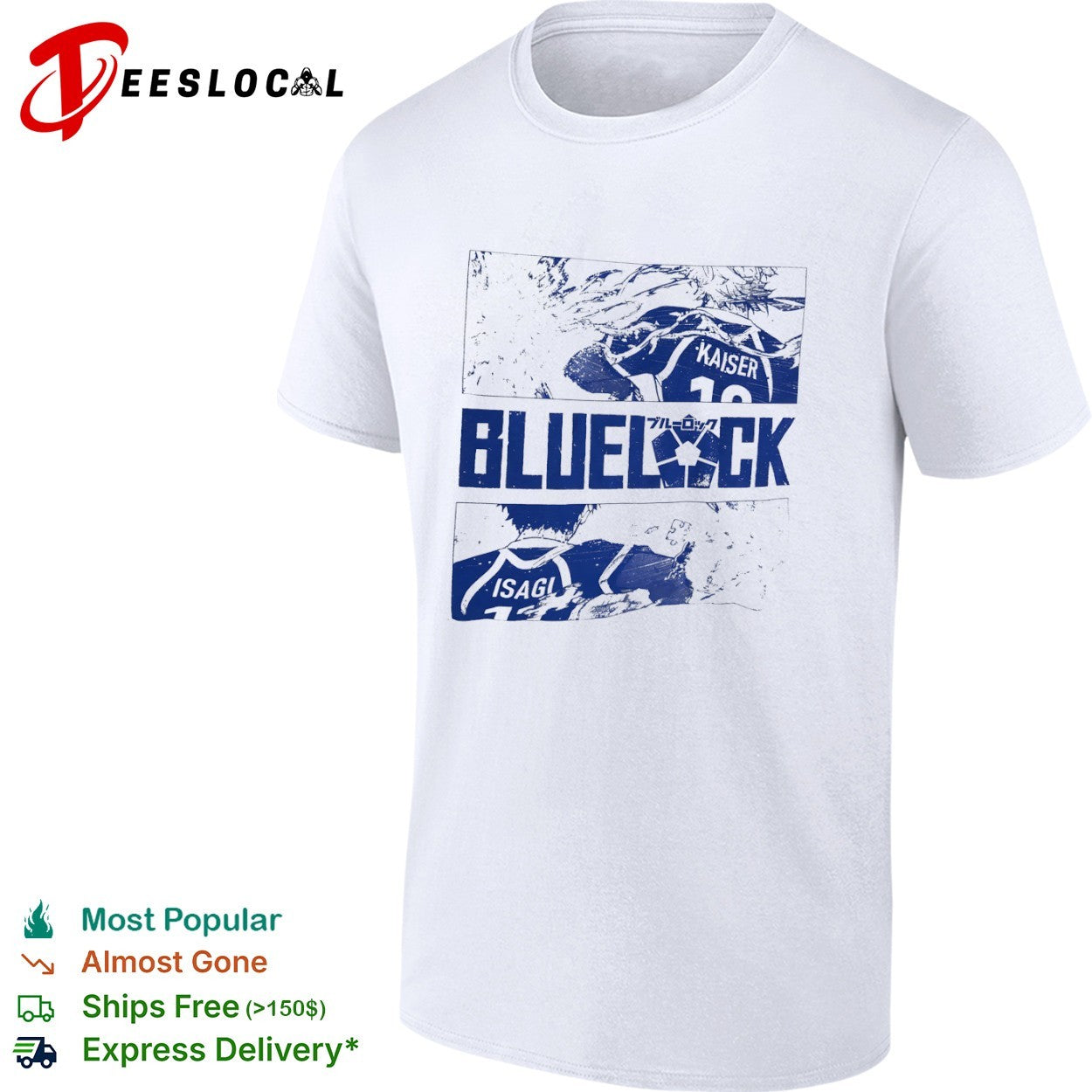 Blue Lock Kaiser and Isagi Manga Panels - Adult & Kids T-Shirts, Sweatshirts & Hoodies apparel design preview 1
