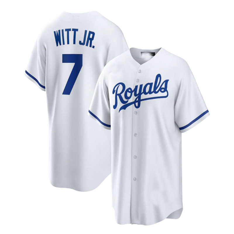 Kansas City Royals #7 Bobby Witt Jr. Home Replica Player Jersey - White Baseball Jerseys baseball jersey product view 1