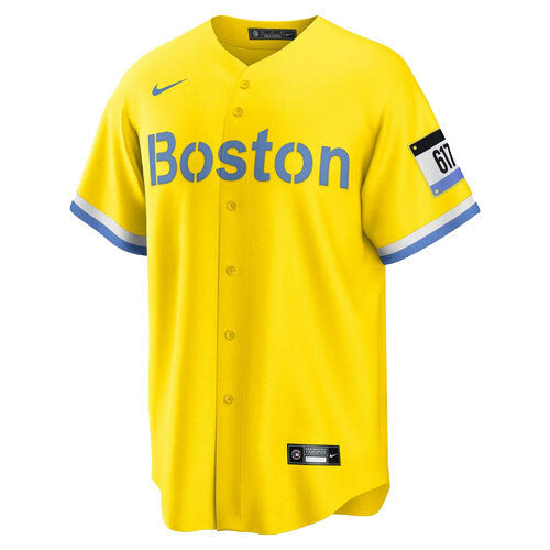 Boston Red Sox City Connect Jersey - Gold baseball jersey product view 1