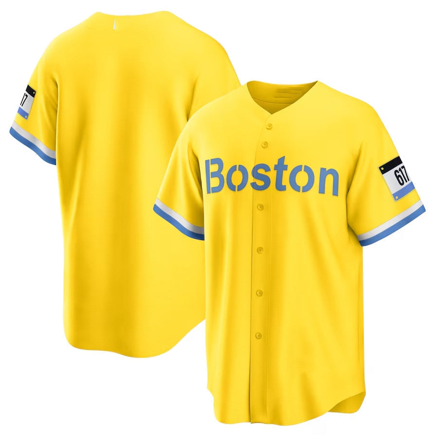 Boston Red Sox City Connect Replica Jersey - Gold-Light Blue Stitched Baseball Jersey baseball jersey product view 1