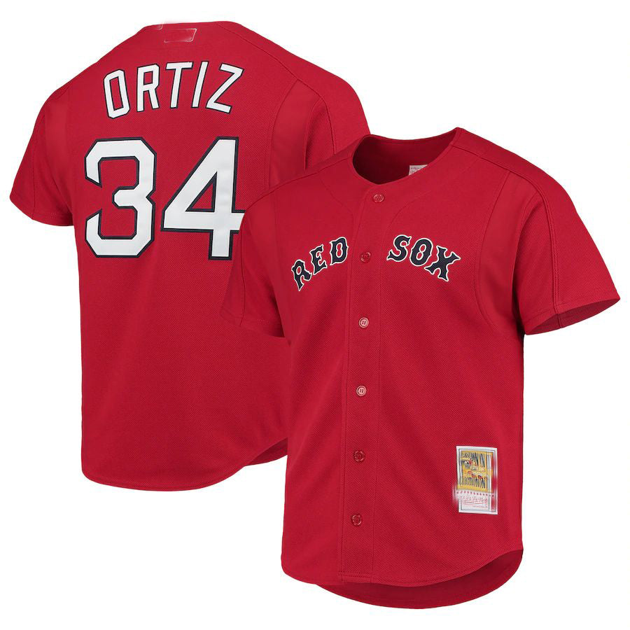 Boston Red Sox #34 David Ortiz Red Cooperstown Collection Mesh Batting Practice Jersey Baseball Jerseys baseball jersey product view 1