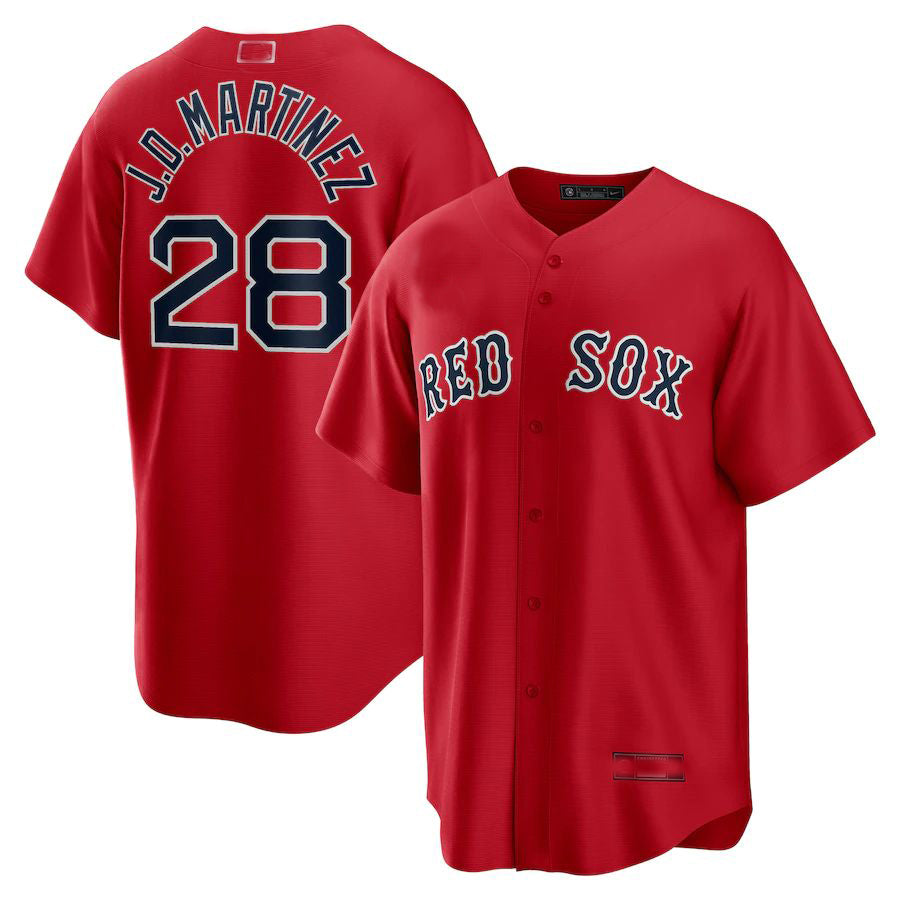 Boston Red Sox #28 J.D. Martinez Red Alternate Replica Player Name Jersey Baseball Jerseys baseball jersey product view 1