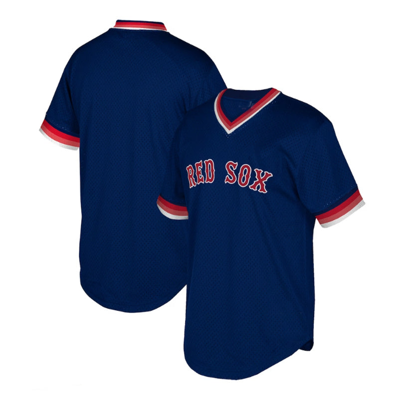 Boston Red Sox Big & Tall Cooperstown Collection Mesh Wordmark V-Neck Jersey - Navy Baseball Jerseys baseball jersey product view 1