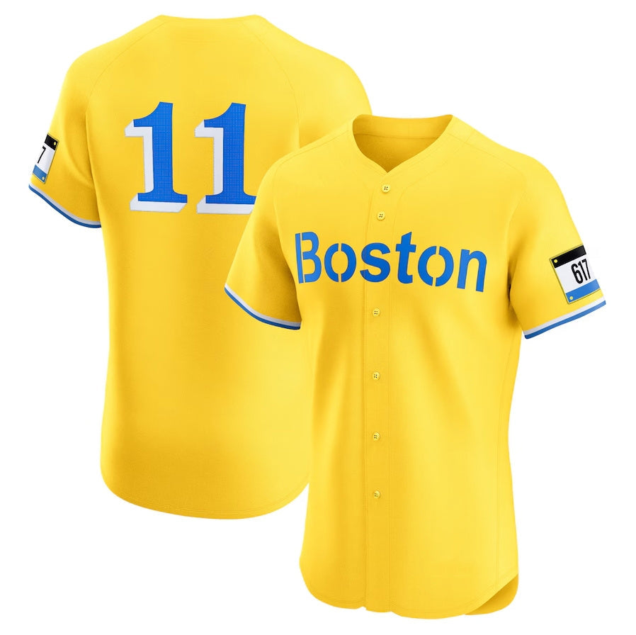Boston Red Sox #11 Rafael Devers City Connect Elite Jersey - Gold Stitched Baseball Jersey baseball jersey product view 1