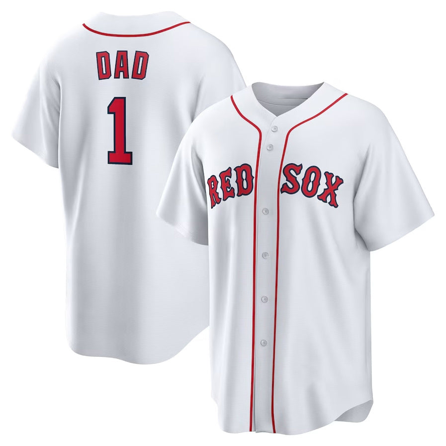 Boston Red Sox #1 Dad Home Replica Jersey - White Stitched Baseball Jersey baseball jersey product view 1