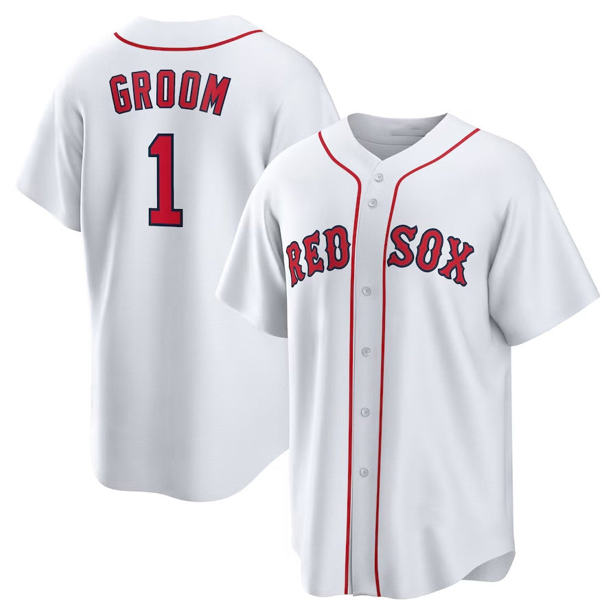 Boston Red Sox #1 Groom Home Replica Jersey - White Stitched Baseball Jersey baseball jersey product view 1