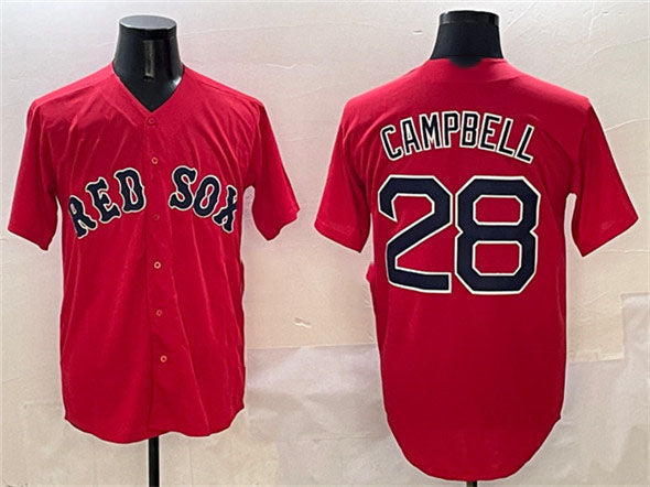 Boston Red Sox #28 Kristian Campbell Red Cool Base Stitched Baseball Jersey baseball jersey product view 1