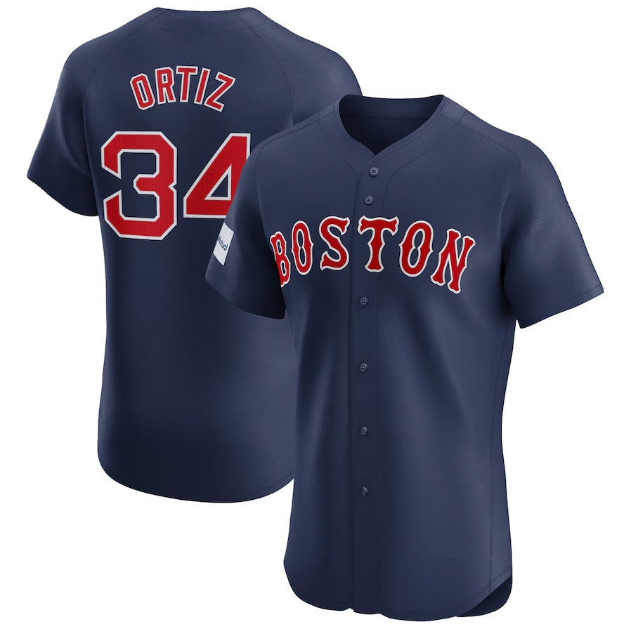 Boston Red Sox #34 David Ortiz Alternate Elite Sponsor Patch Player Jersey - Navy Stitched Baseball Jersey baseball jersey product view 1
