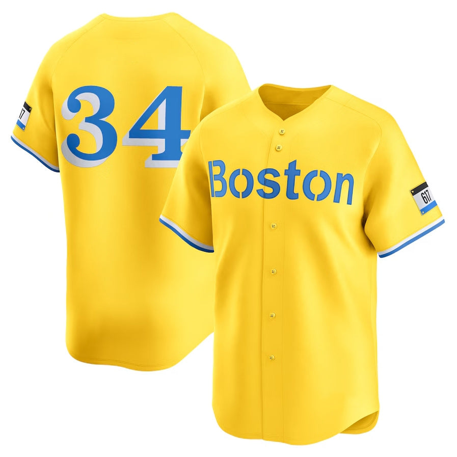 Boston Red Sox #34 David Ortiz City Connect Retired Player Jersey - Gold Stitched Baseball Jersey baseball jersey product view 1