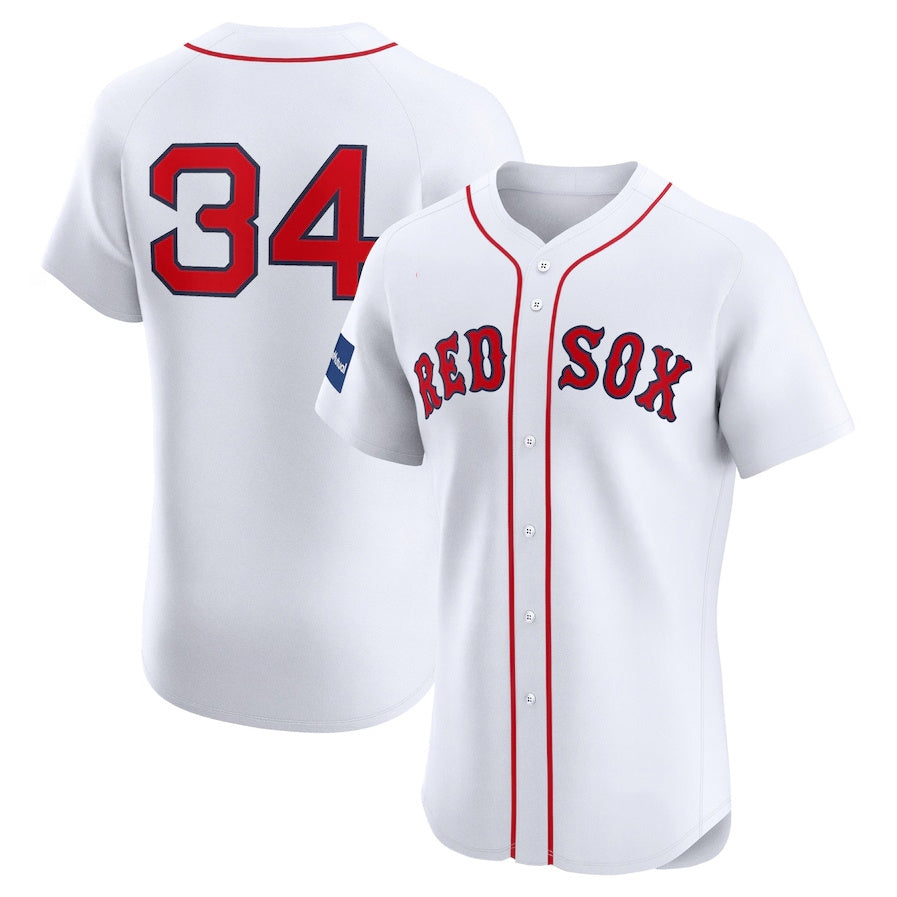 Boston Red Sox #34 David Ortiz Home Elite Sponsor Patch Player Jersey - White Stitched Baseball Jersey baseball jersey product view 1