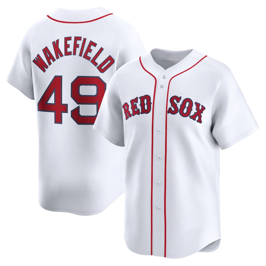 Boston Red Sox #49 Tim Wakefield Home Limited Player Jersey - White Stitched Baseball Jersey baseball jersey product view 1