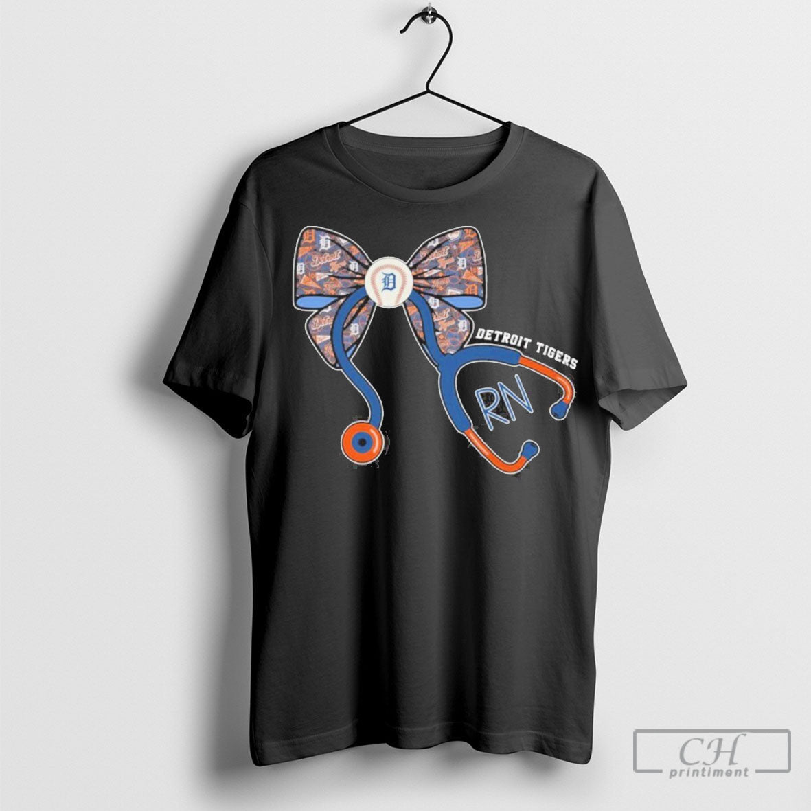 Bow Tie Nurse Detroit Tigers - Adult & Kids T-Shirts, Sweatshirts & Hoodies apparel design preview 1