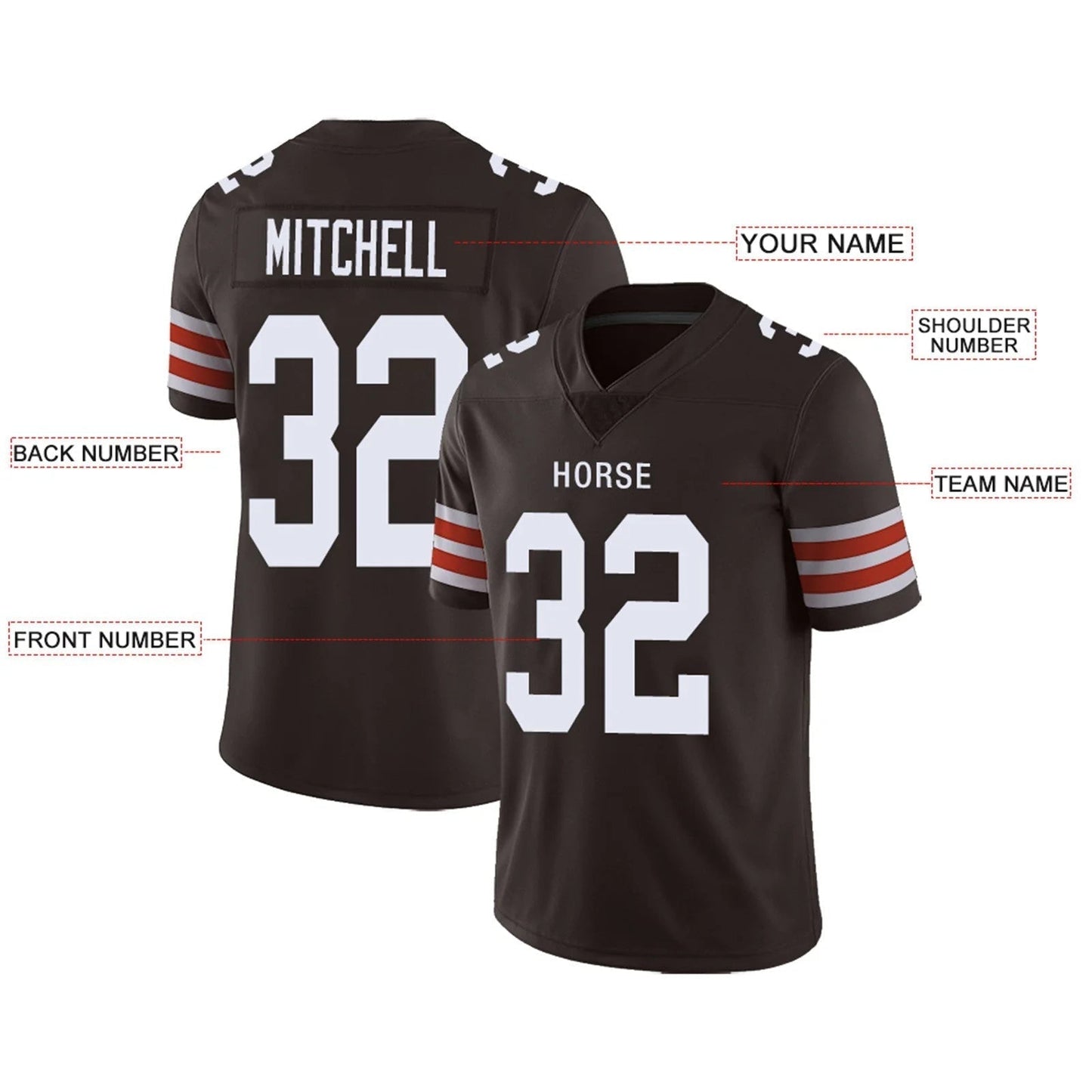 Custom C.Browns Brown Personalized Design Your Own Name and Number for Men Women Youth Jerseys football jersey product view 2