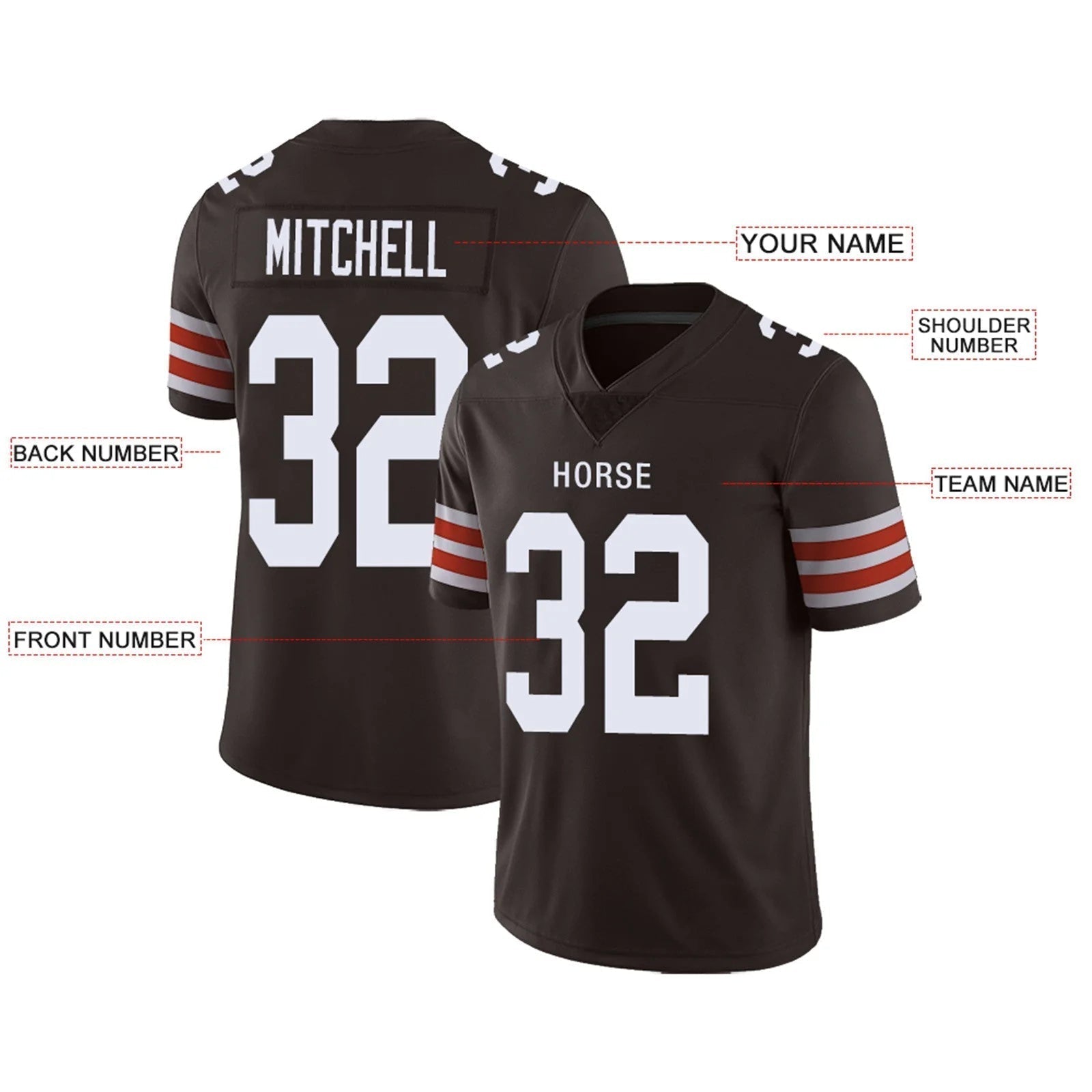 Custom C.Browns Brown Personalized Design Your Own Name and Number for Men Women Youth Jerseys football jersey product view 2
