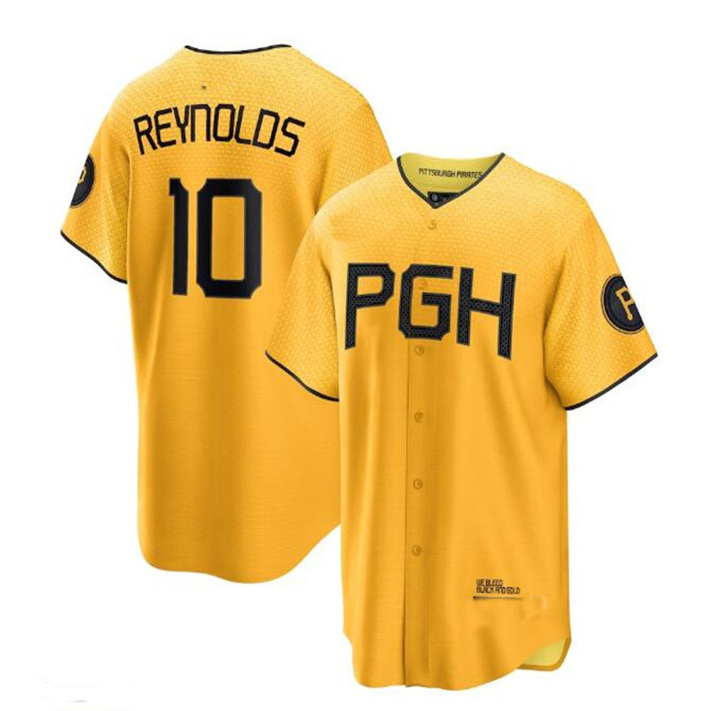 Pittsburgh Pirates #10 Bryan Reynolds 2023 City Connect Replica Player Jersey - Gold Baseball Jerseys baseball jersey product view 1