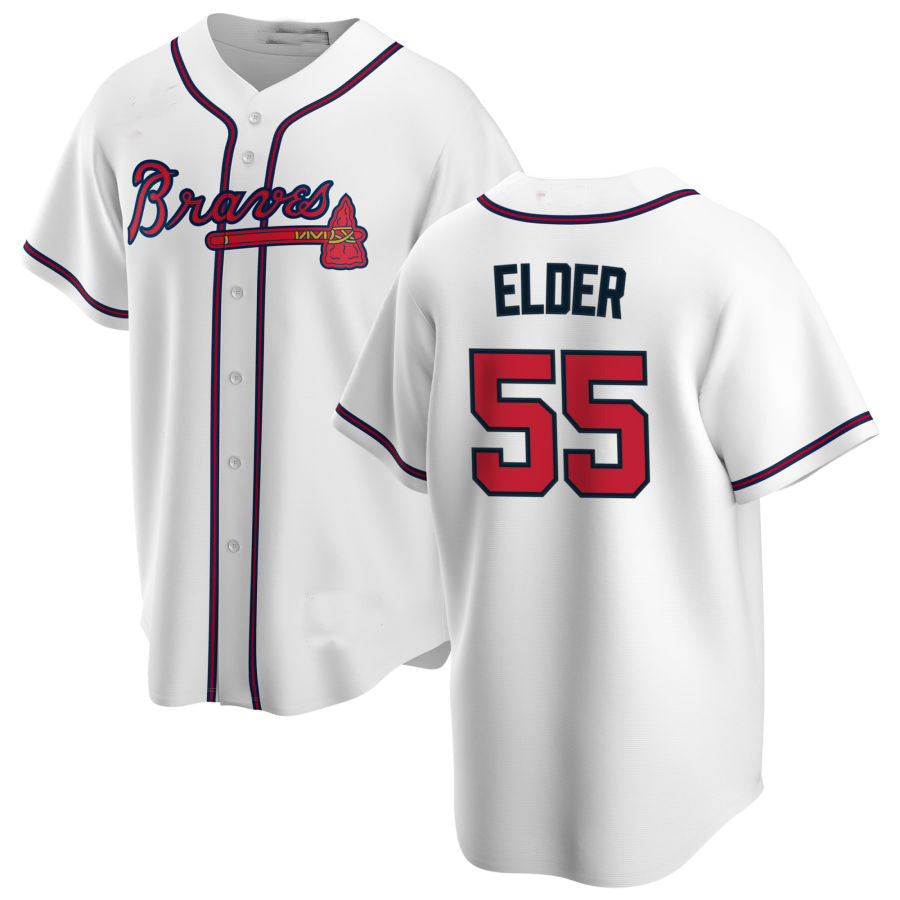Atlanta Braves #55 Bryce Elder White Alternate Authentic Player Jersey Stitches Baseball Jerseys baseball jersey product view 1