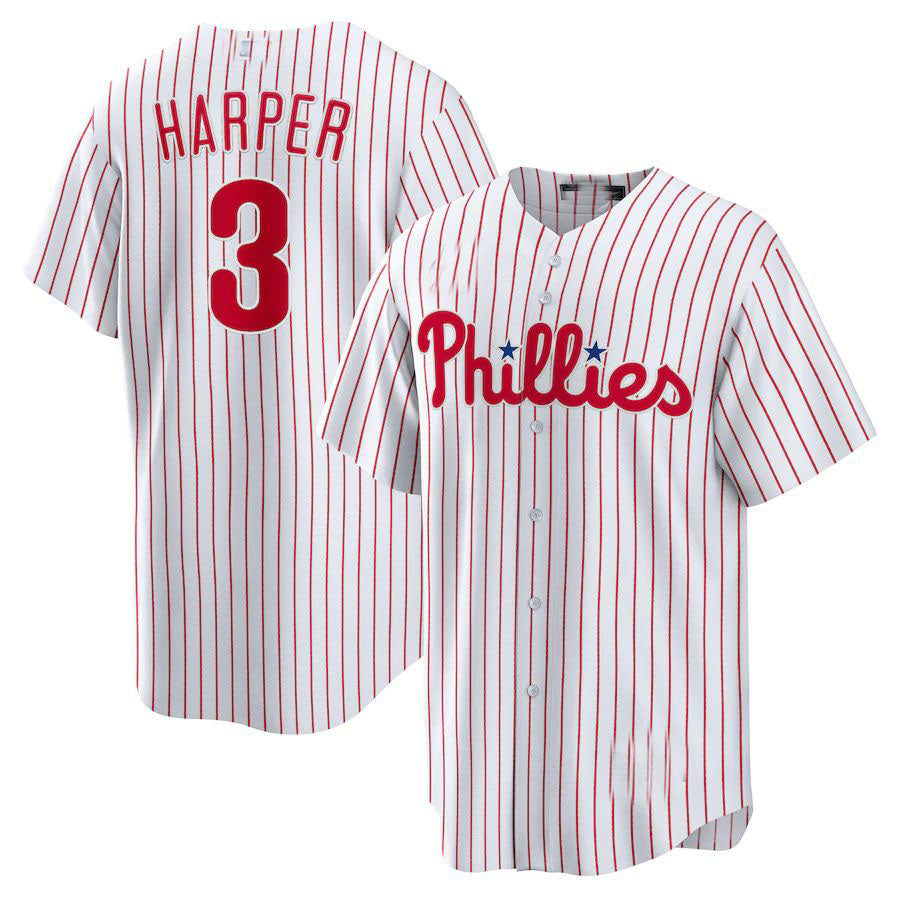 Philadelphia Phillies #3 Bryce Harper Home Replica Player Name Jersey - White Baseball Jerseys baseball jersey product view 1