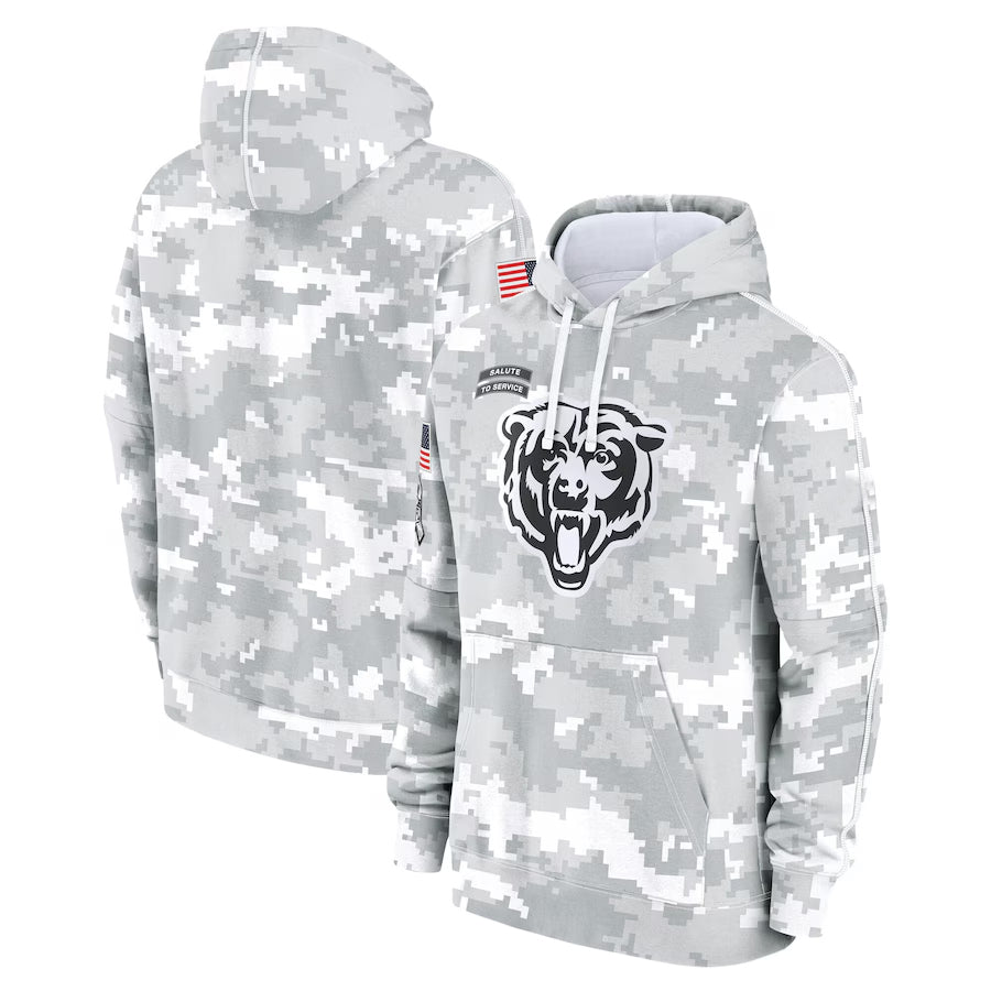 C.Bears Arctic Camo Salute to Service Pullover Hoodie Game Football Jerseys football jersey product view 1