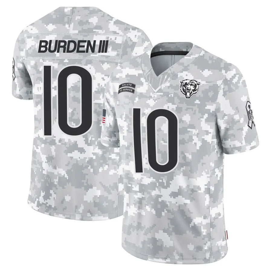 C.Bears #10 Luther Burden III Player Arctic Camo Salute to Service Limited Football Jerseys football jersey product view 1