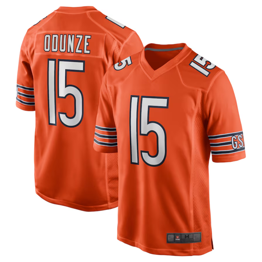 C.Bears #15 Rome Odunze Orange Player Game Football Jerseys football jersey product view 1