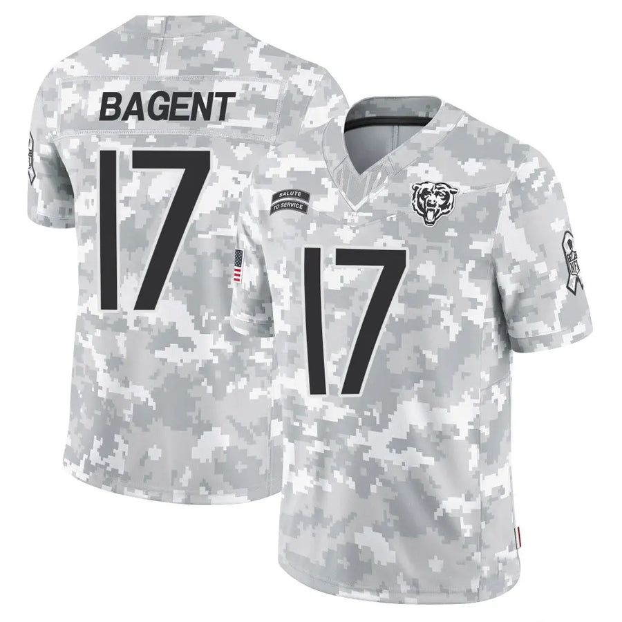 C.Bears #17 Tyson Bagent Player Arctic Camo Salute to Service Limited Football Jerseys football jersey product view 1