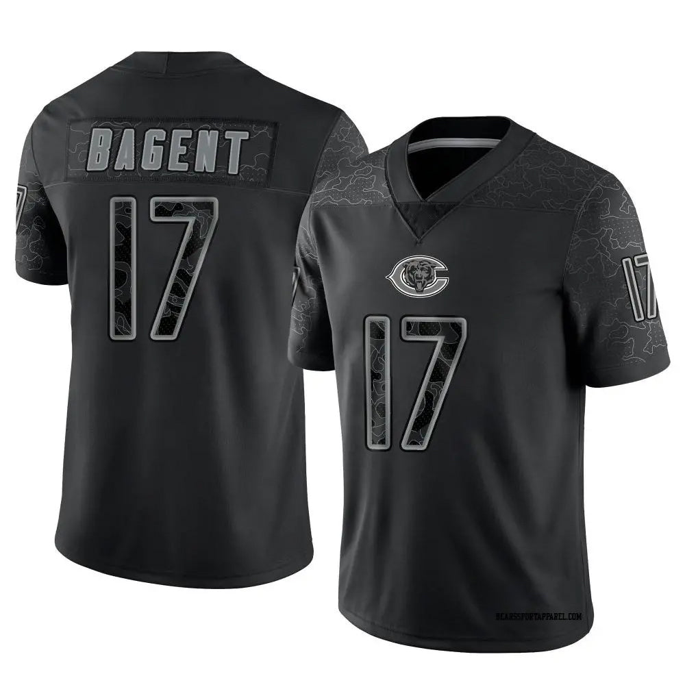 C.Bears #17 Tyson Bagent Player Black REFLECTIVE Limited Football Jerseys football jersey product view 1