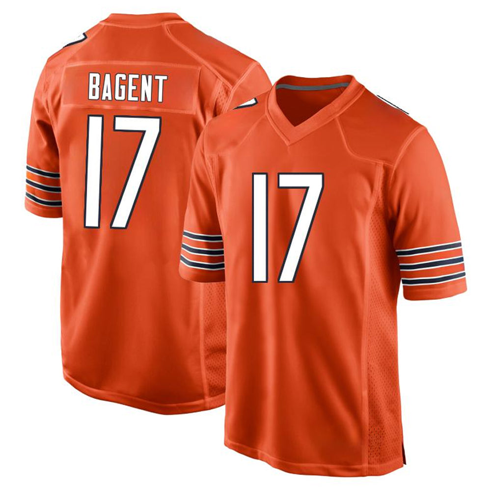 C.Bears #17 Tyson Bagent Player Orange Home Game Football Jerseys football jersey product view 1