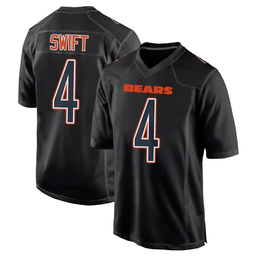 C.Bears #4 D'Andre Swift Player Black Carbon Fashion Game Football Jerseys football jersey product view 1