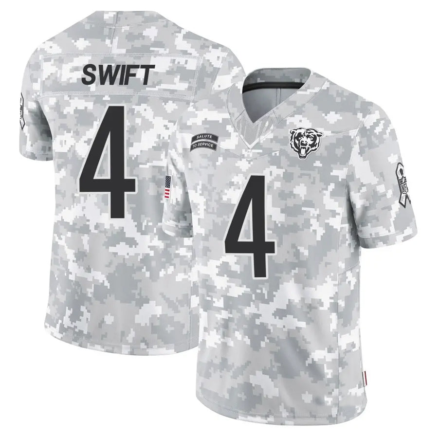 C.Bears #4 D'Andre Swift Player White Arctic Camo Salute to Service Limited Football Jerseys football jersey product view 1