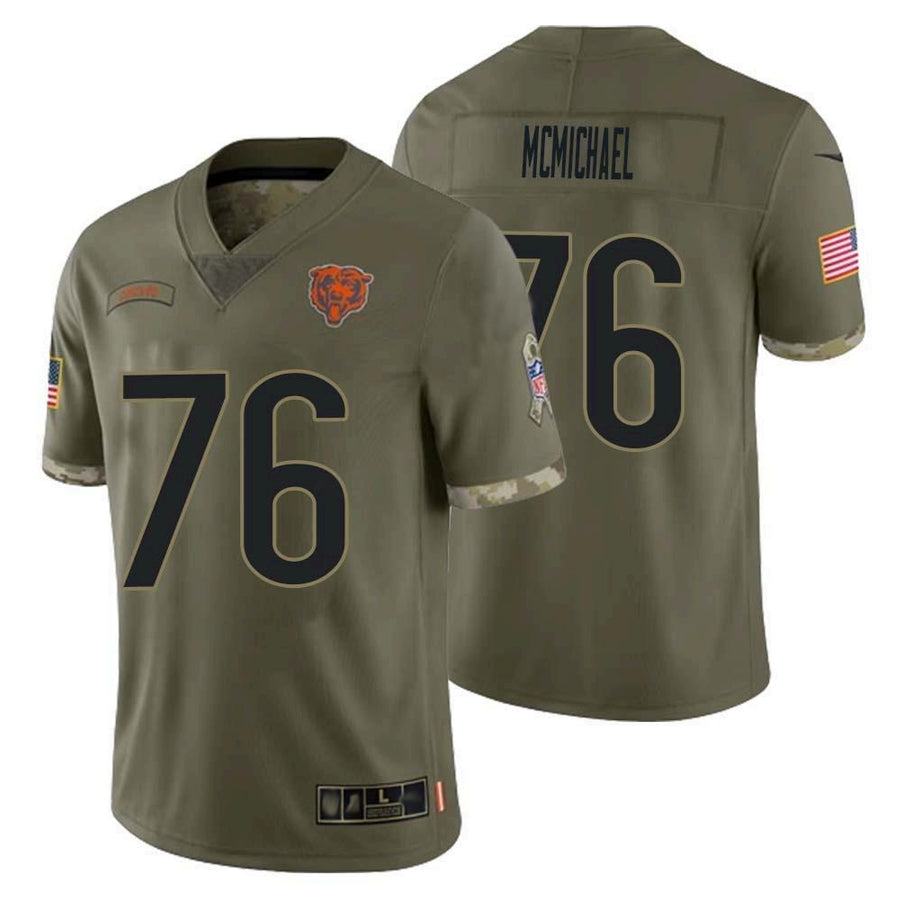 C.Bears #76 Steve McMichael Player Salute To Service Olive Football Jerseys football jersey product view 1