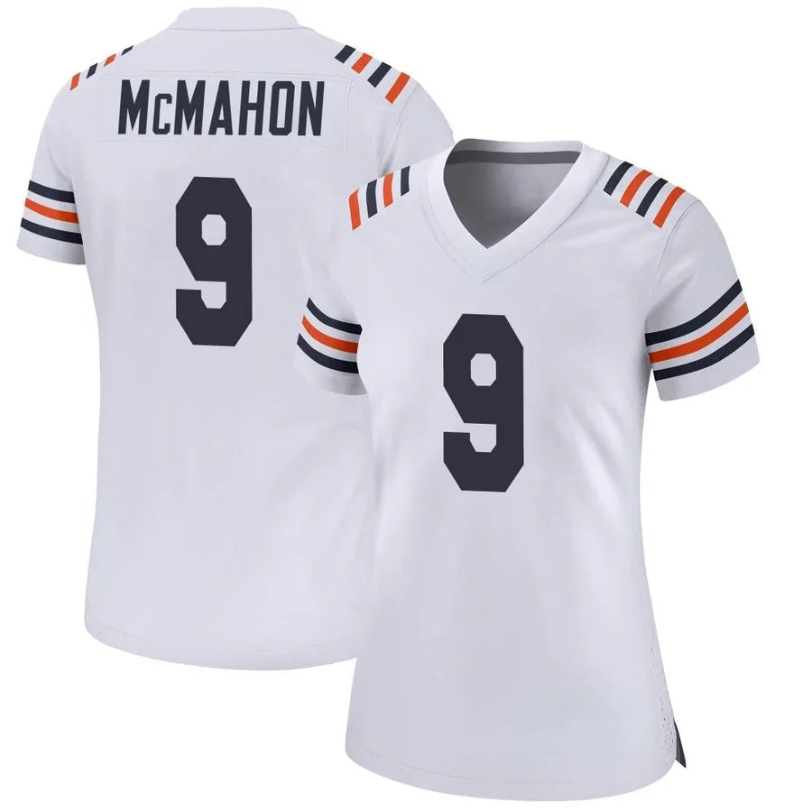 C.Bears #9 Jim McMahon Player White Alternate Classic Game Football Jerseys football jersey product view 1