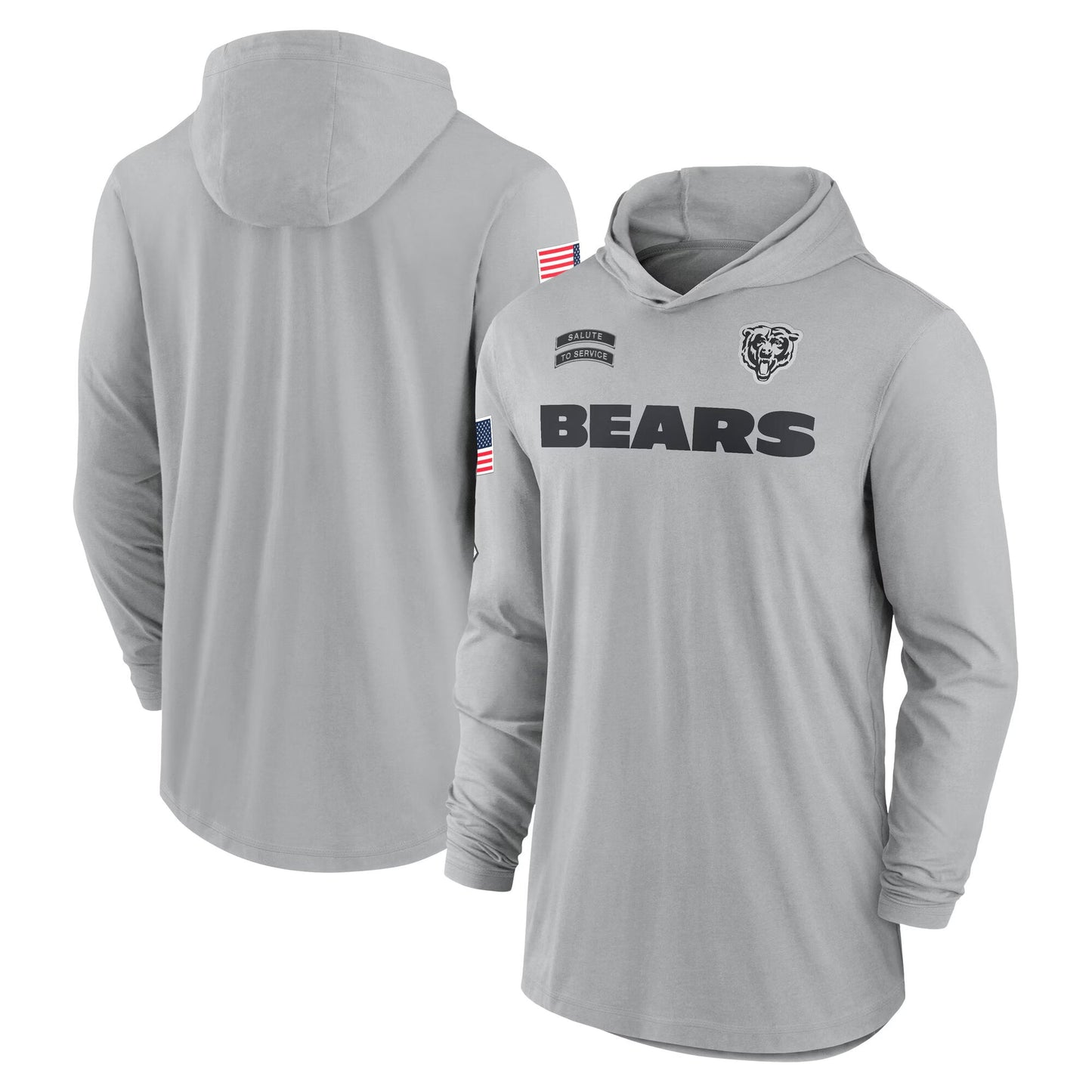 C.Bears Gray Salute to Service Lightweight Long Sleeve Hoodie Game Football Jerseys football jersey product view 1