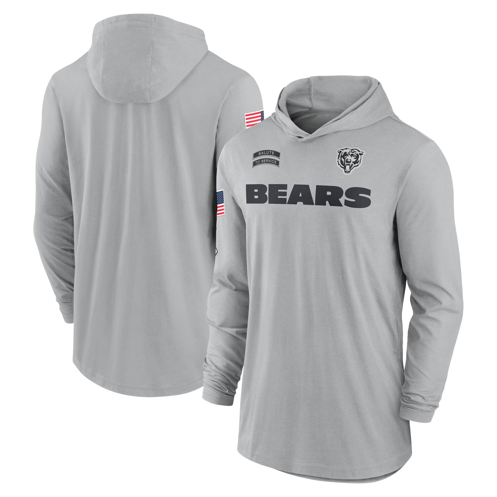 C.Bears Gray Salute to Service Lightweight Long Sleeve Hoodie Game Football Jerseys football jersey product view 1