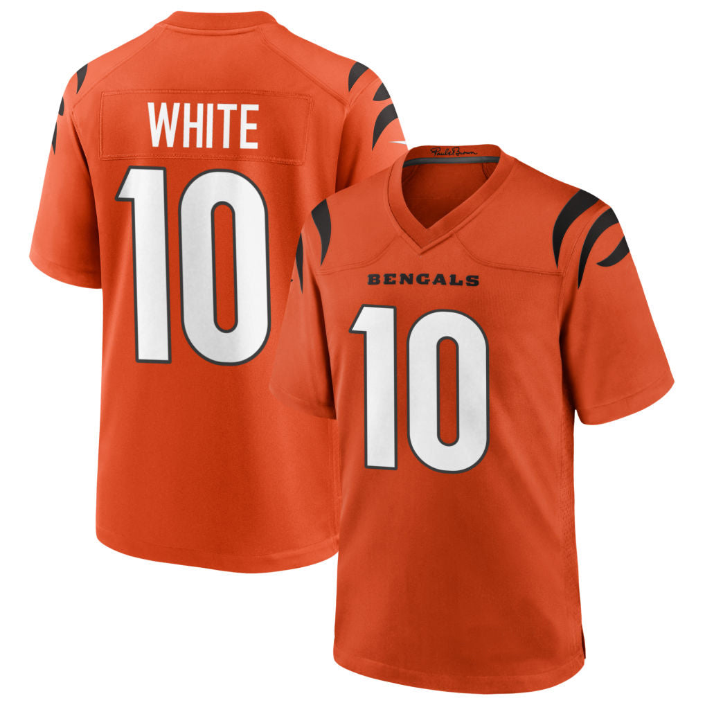 C.Bengals #10 Mike White Player Orange Home Game Football Jerseys football jersey product view 1