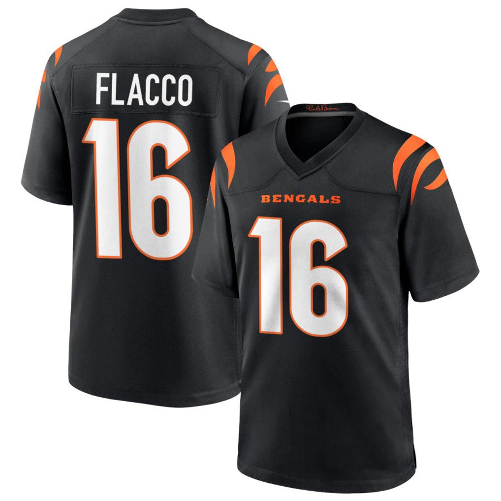 C.Bengals #16 Joe Flacco Player Black Home Game Football Jerseys football jersey product view 1