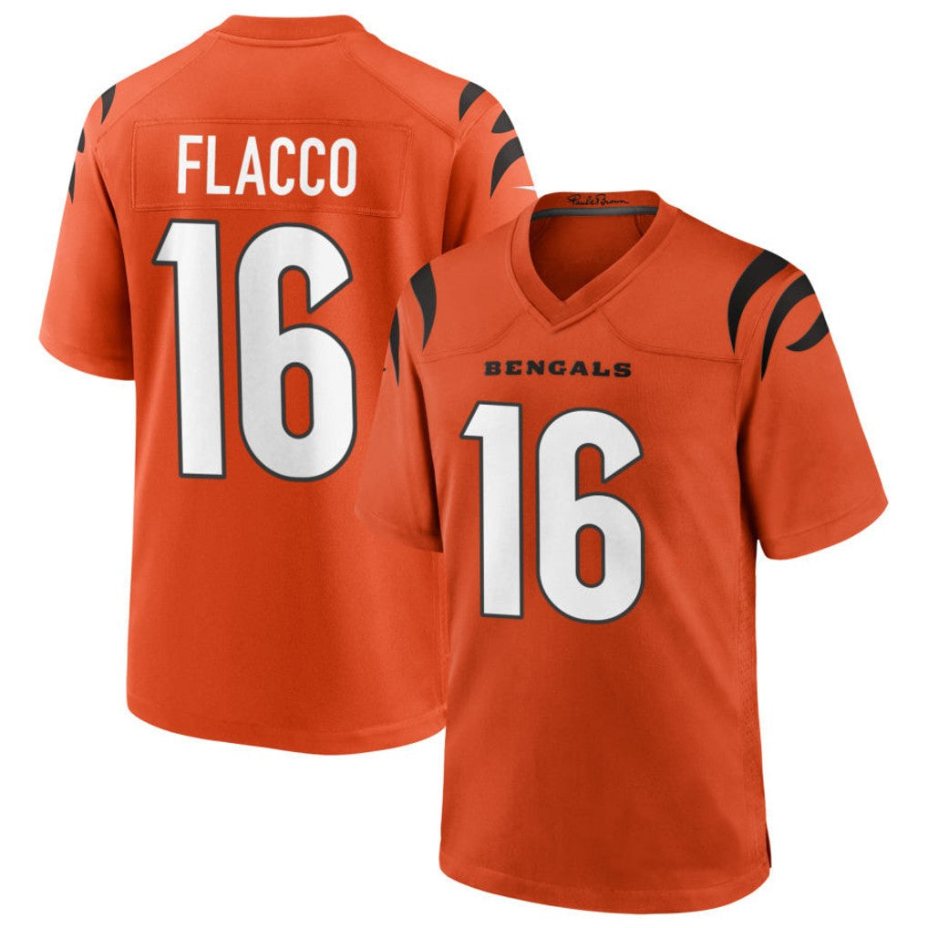 C.Bengals #16 Joe Flacco Player Orange Home Game Football Jerseys football jersey product view 1