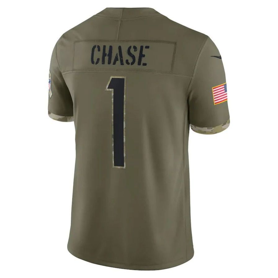C.Bengals #1 Ja'Marr Chase Olive Salute To Service Limited Player Jersey Stitched American Football Jerseys football jersey product view 1