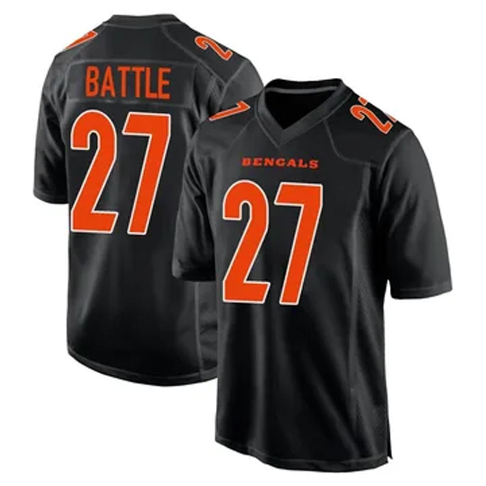 C.Bengals #27 Jordan Battle Player Carbon Fashion Football Jerseys football jersey product view 1