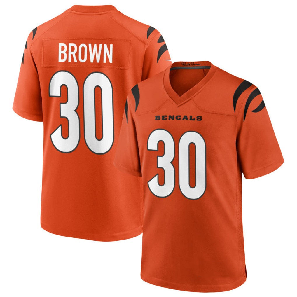 C.Bengals #30 Chase Brown Player Oramge Home Game Football Jerseys football jersey product view 1