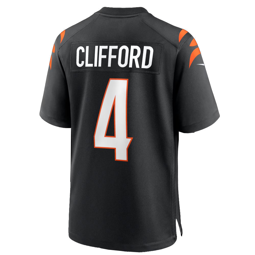 C.Bengals #4 Sean Clifford Player Black Home Game Football Jerseys football jersey product view 1