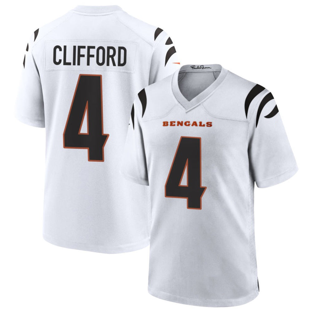 C.Bengals #4 Sean Clifford Player White Home Game Football Jerseys football jersey product view 1
