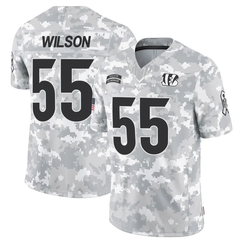 C.Bengals #55 Logan Wilson Player Arctic Camo Salute to Service Limited Football Jerseys football jersey product view 1