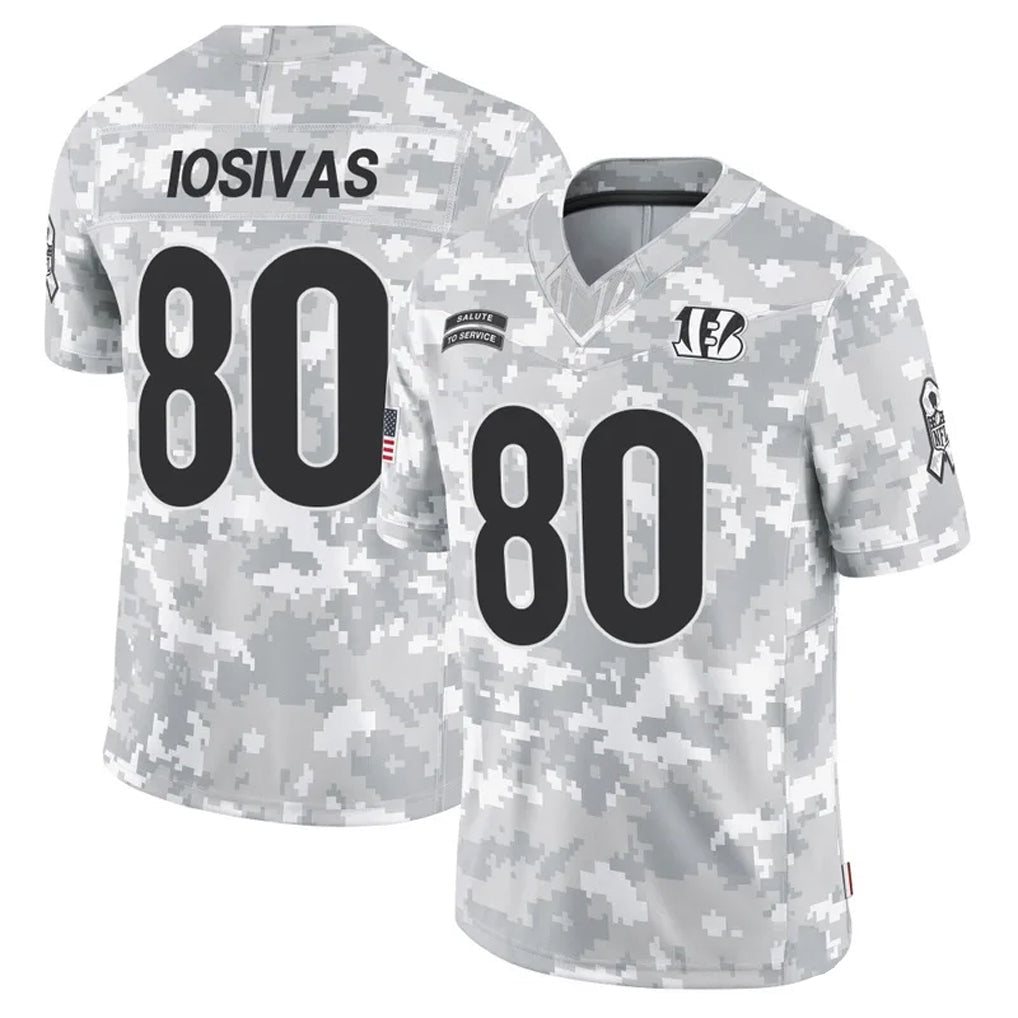 C.Bengals #80 Andrei Iosivas Player Arctic Camo Salute to Service Limited Football Jerseys football jersey product view 1