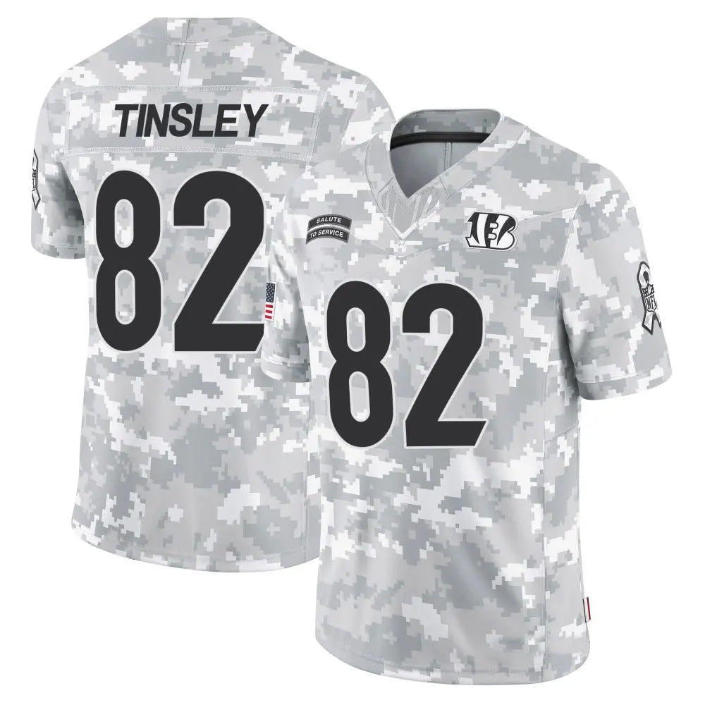 C.Bengals #82 Mitchell Tinsley Player Arctic Camo Salute to Service Limited Football Jerseys football jersey product view 1