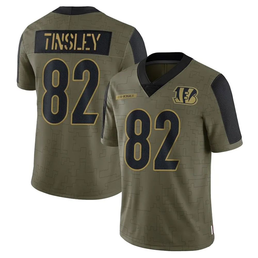 C.Bengals #82 Mitchell Tinsley Player Salute To Service Limited Olive Football Jerseys football jersey product view 1