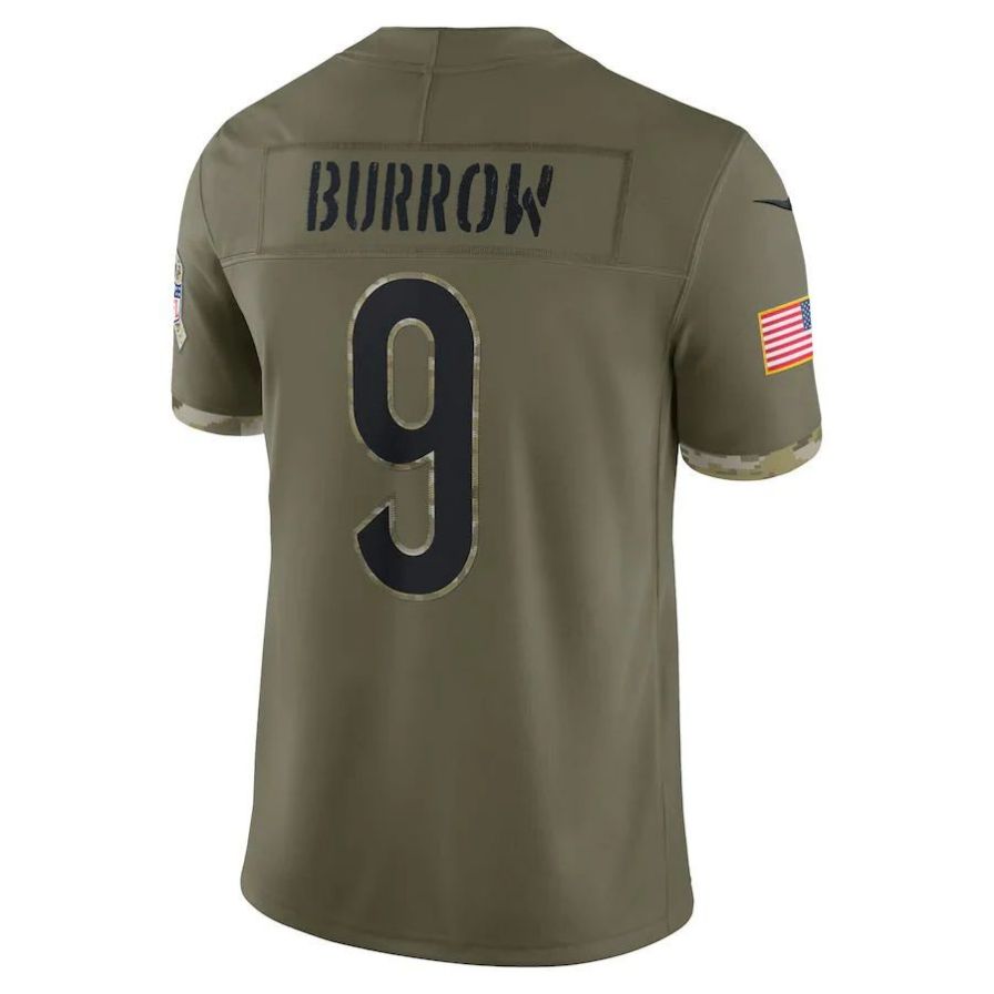 C.Bengals #9 Joe Burrow Olive Salute To Service Limited Player Jersey Stitched American Football Jerseys football jersey product view 1