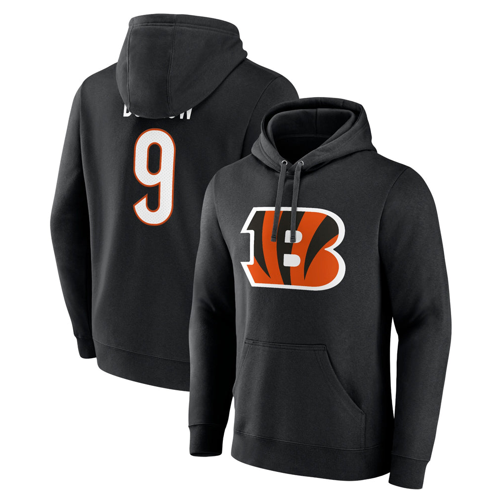 C.Bengals #9 Joe Burrow Player Black Salute to Service Pullover Hoodie Football Jerseys football jersey product view 1