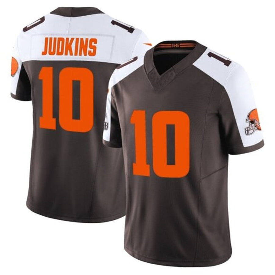 C.Browns #10 Quinshon Judkins Player Brown-White Game Football Jerseys football jersey product view 1